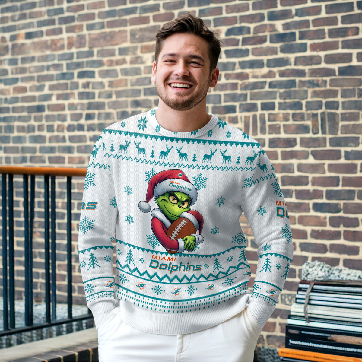 Miami Dolphins Premium Ugly Christmas Sweater Limited Edition AZHGUSW000028White