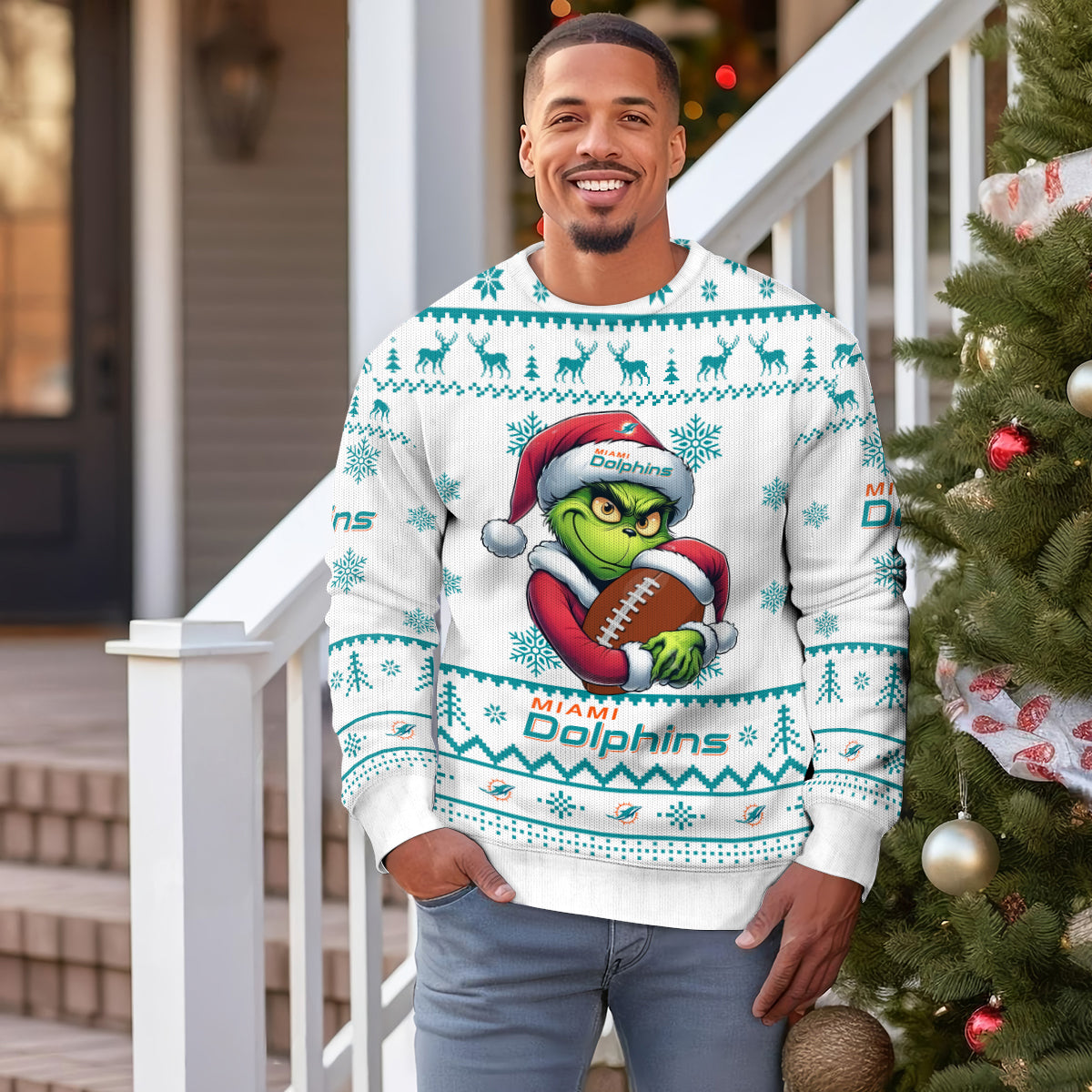 Miami Dolphins Premium Ugly Christmas Sweater Limited Edition AZHGUSW000028White