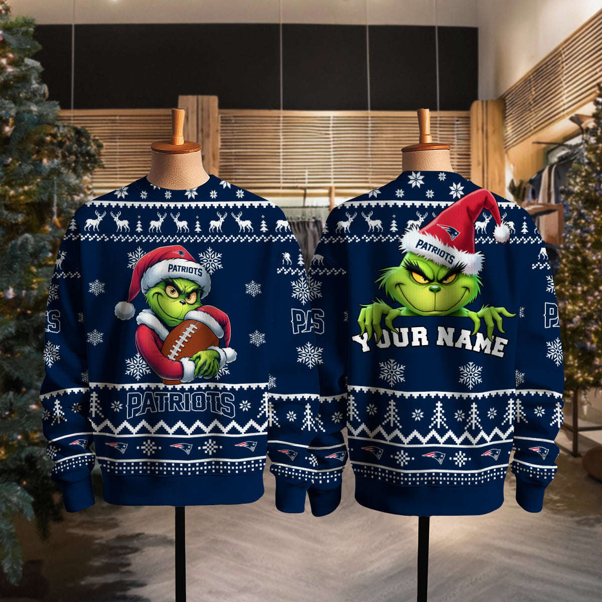 New England Patriots Premium Ugly Christmas Sweater Limited Edition AZHGUSW000029TeamColor