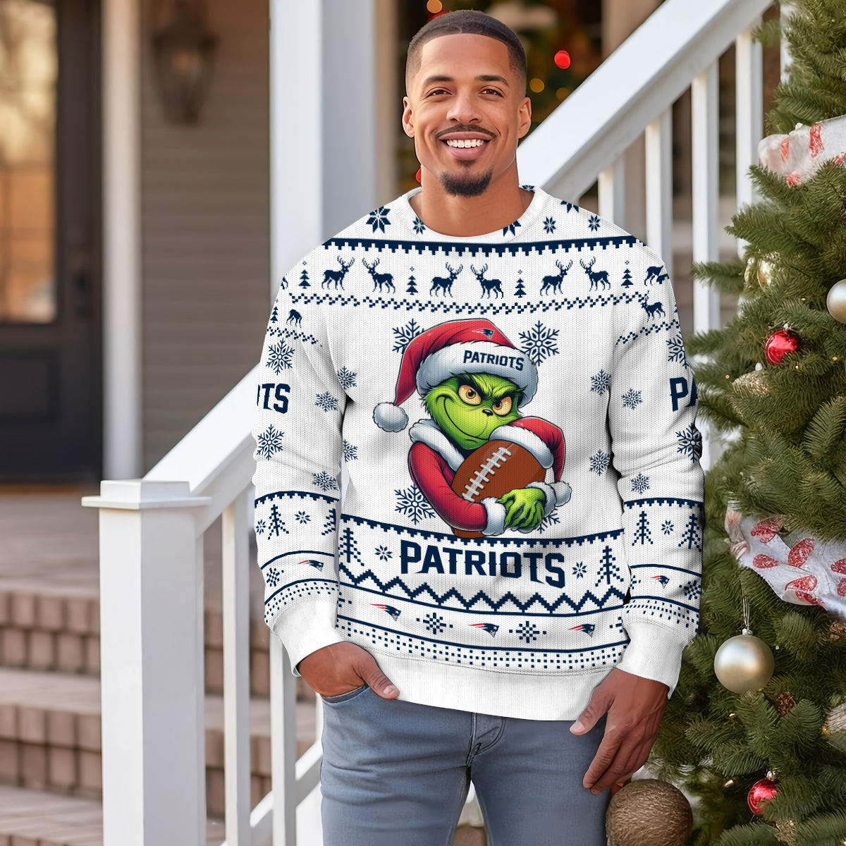 New England Patriots Premium Ugly Christmas Sweater Limited Edition AZHGUSW000029White