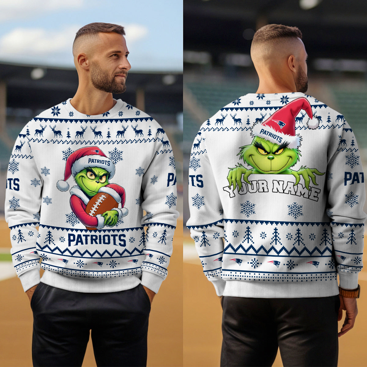 New England Patriots Premium Ugly Christmas Sweater Limited Edition AZHGUSW000029White