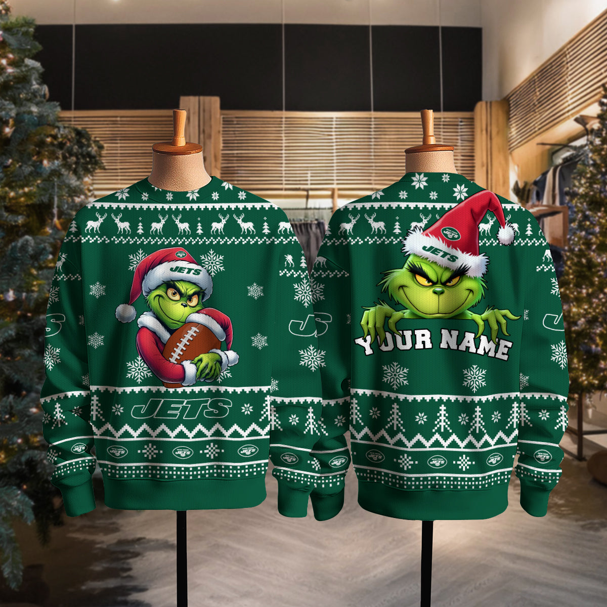 New York Jets Premium Ugly Christmas Sweater Limited Edition AZHGUSW000030TeamColor