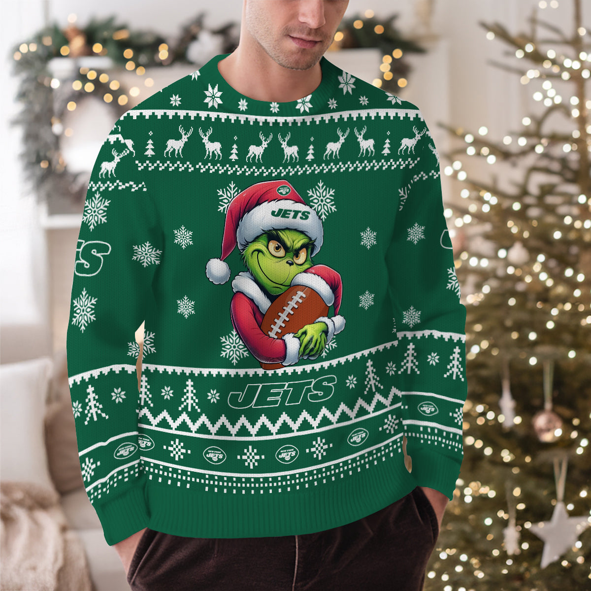 New York Jets Premium Ugly Christmas Sweater Limited Edition AZHGUSW000030TeamColor