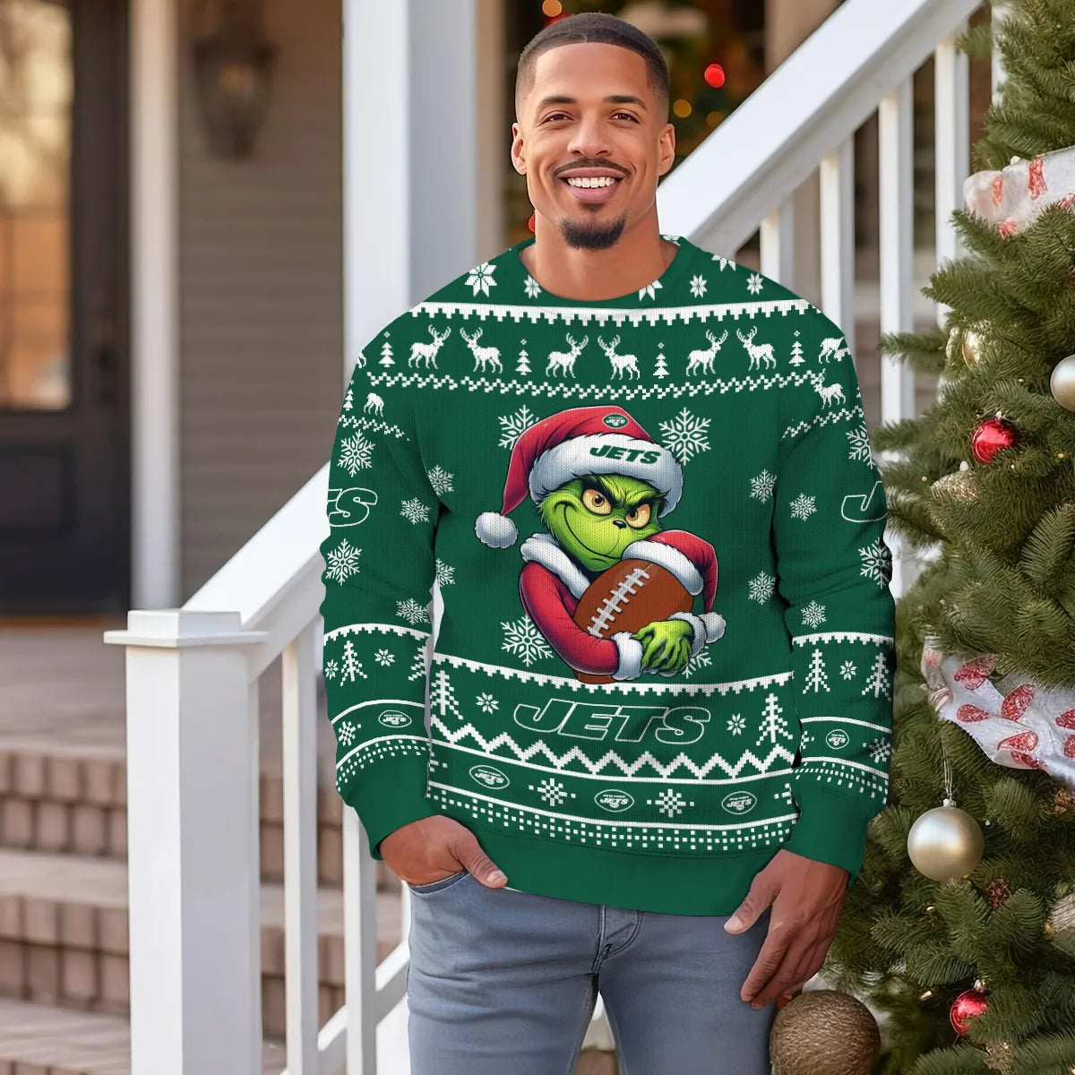 New York Jets Premium Ugly Christmas Sweater Limited Edition AZHGUSW000030TeamColor