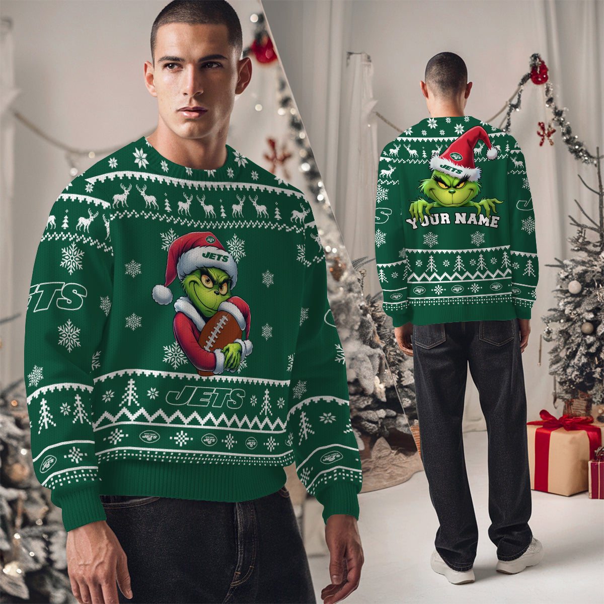 New York Jets Premium Ugly Christmas Sweater Limited Edition AZHGUSW000030TeamColor