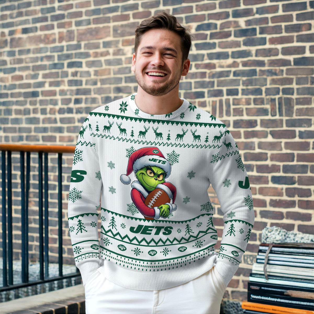 New York Jets Premium Ugly Christmas Sweater Limited Edition AZHGUSW000030White