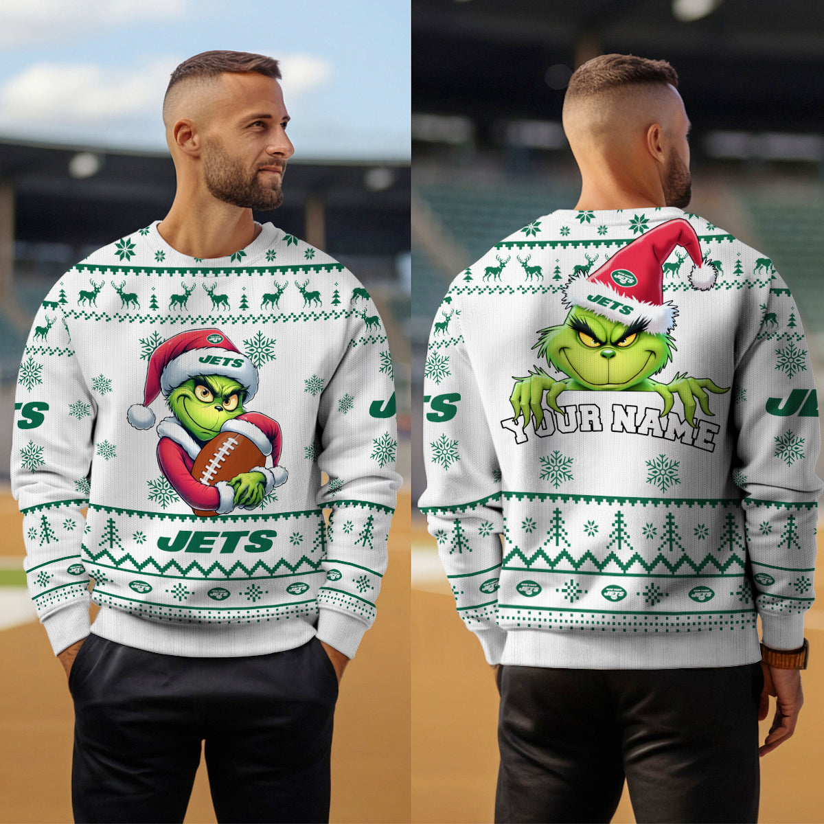 New York Jets Premium Ugly Christmas Sweater Limited Edition AZHGUSW000030White