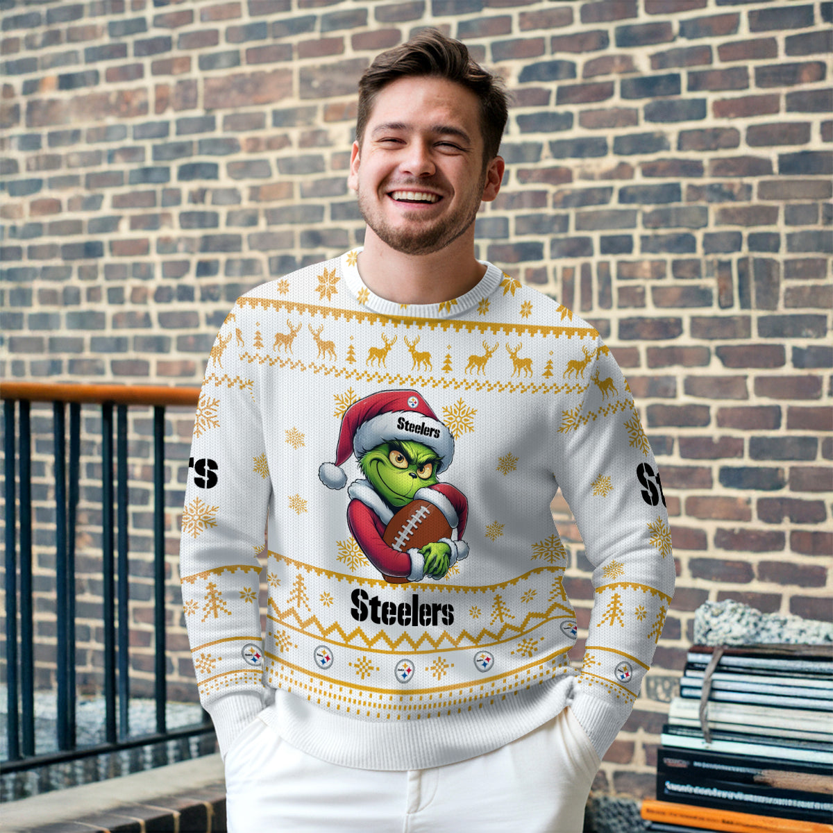 Pittsburgh Steelers Premium Ugly Christmas Sweater Limited Edition AZHGUSW000031White