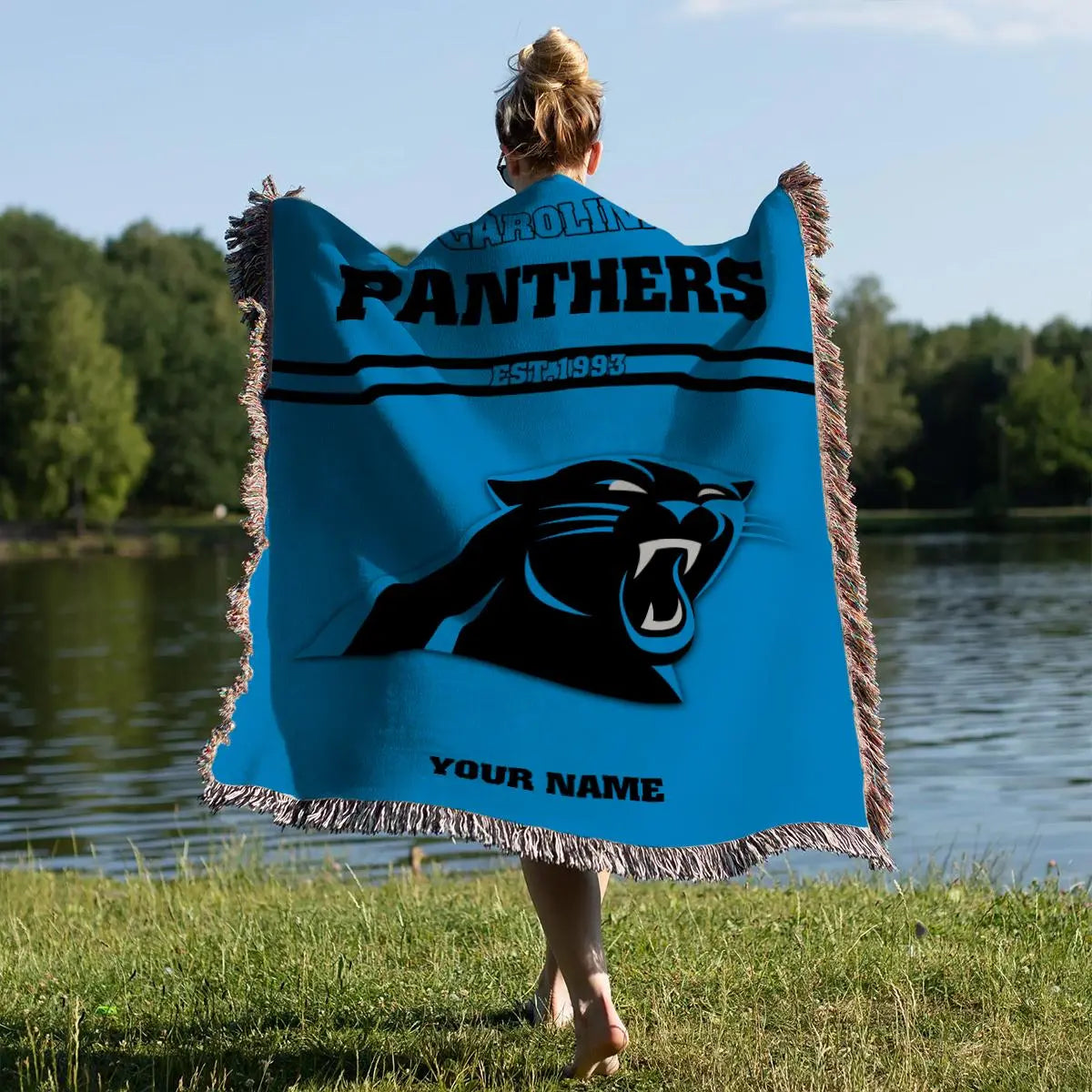 Carolina Panthers Premium New Woven Throw Blanket AZHGWVB00003