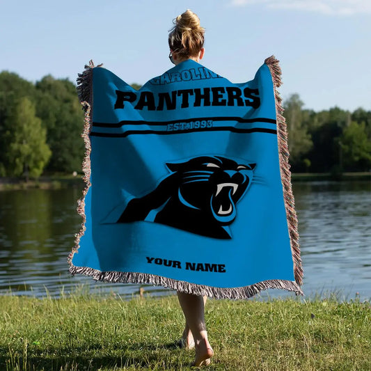 Carolina Panthers Premium New Woven Throw Blanket AZHGWVB00003