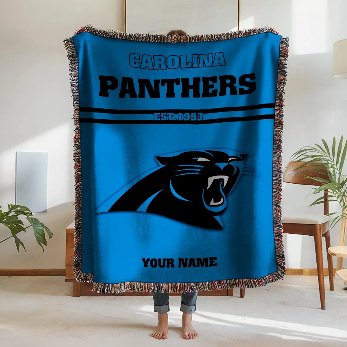 Carolina Panthers Premium New Woven Throw Blanket AZHGWVB00003