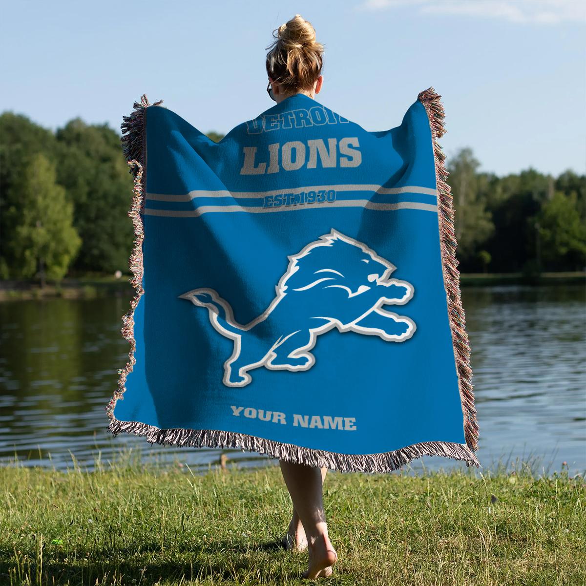 Detroit Lions Premium New Woven Throw Blanket AZHGWVB00006