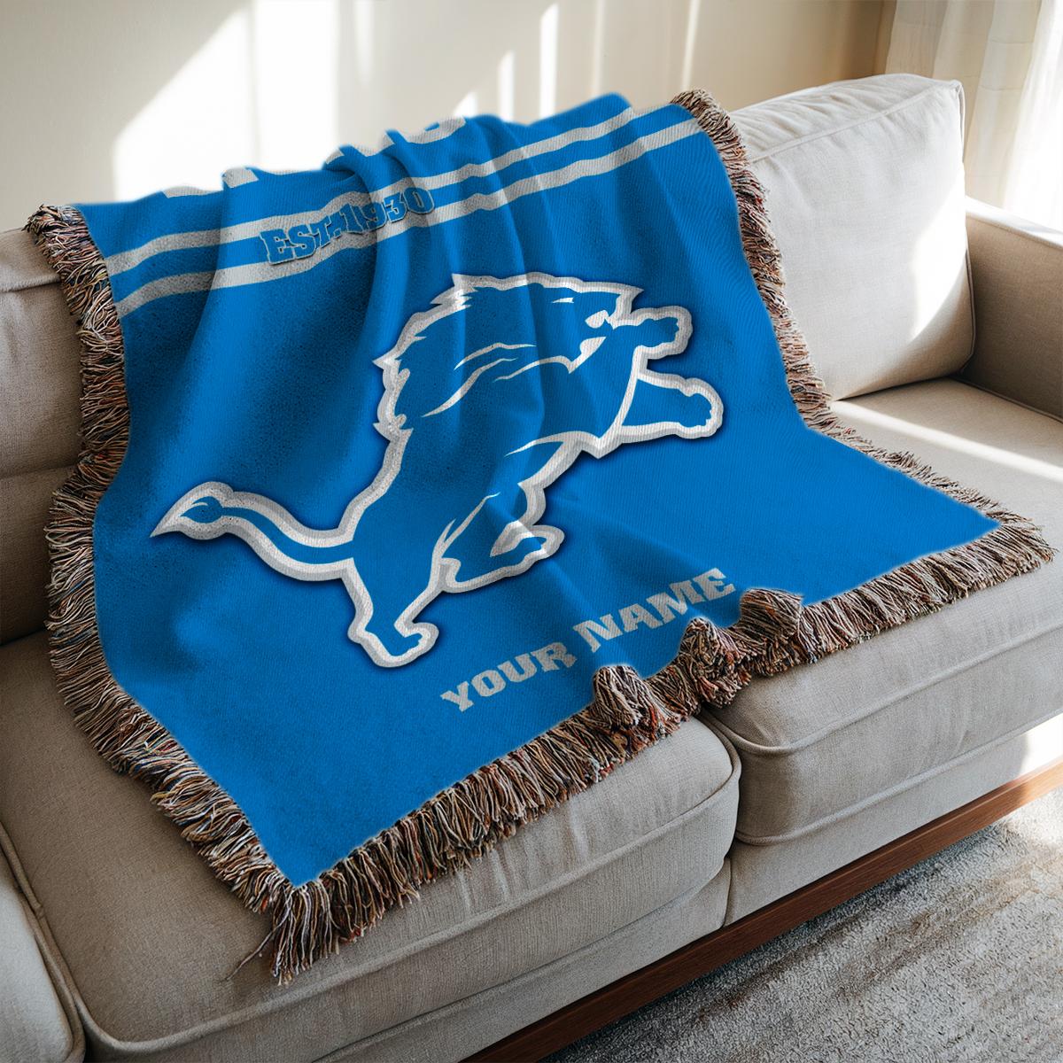Detroit Lions Premium New Woven Throw Blanket AZHGWVB00006