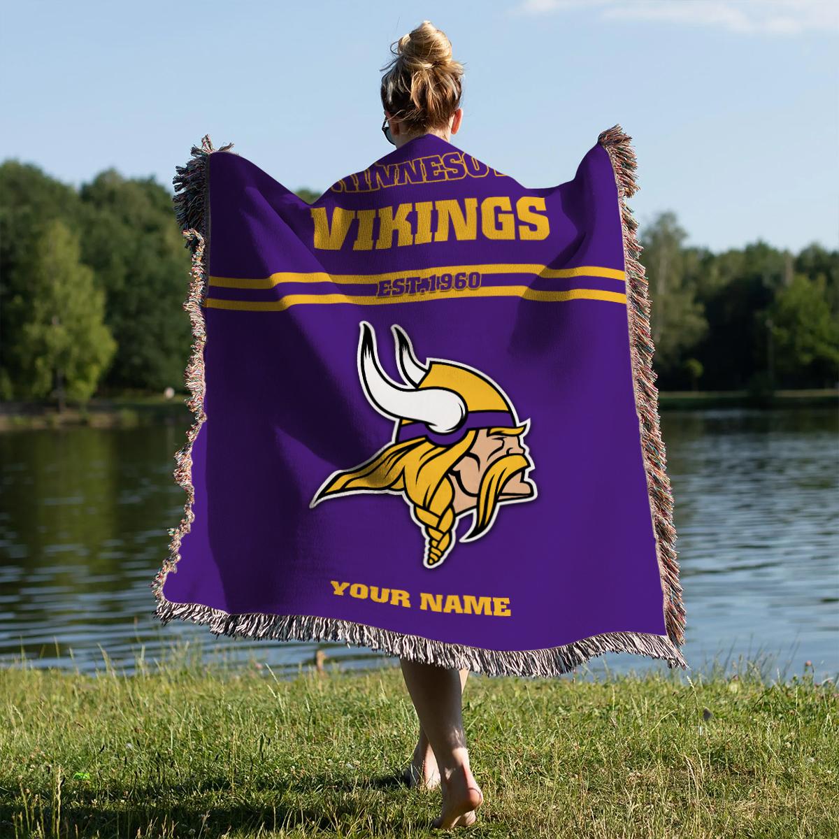 Minnesota Vikings Premium New Woven Throw Blanket AZHGWVB00009
