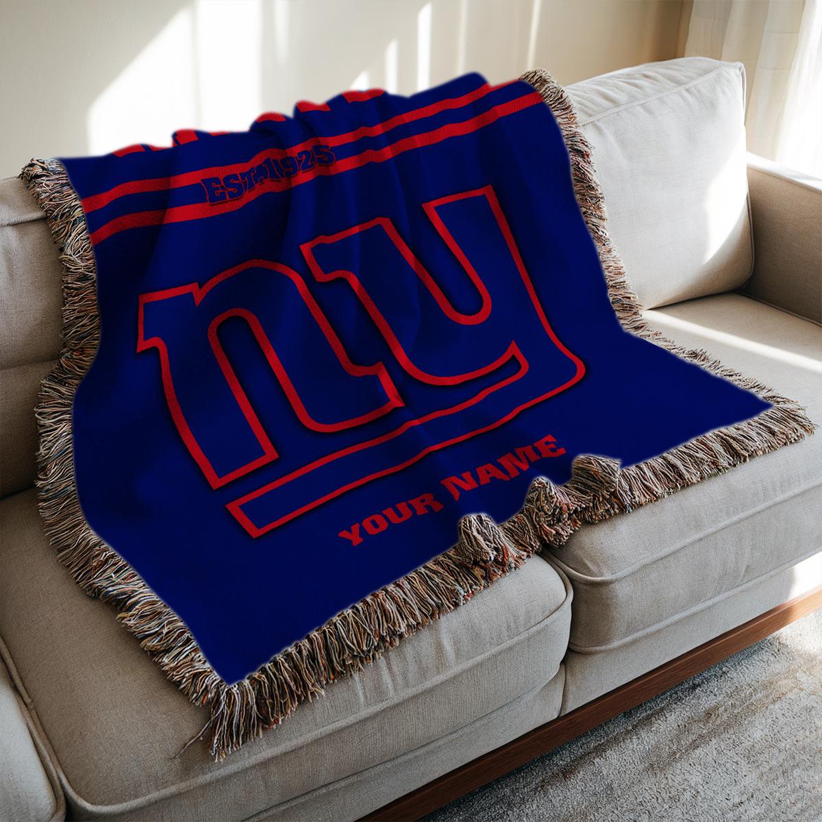 New York Giants Premium New Woven Throw Blanket AZHGWVB00011
