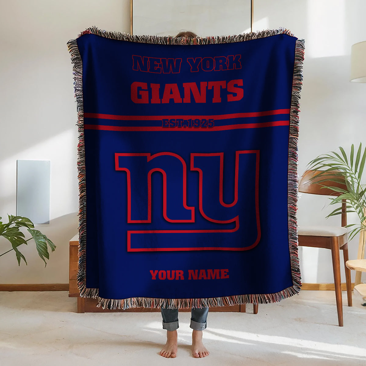 New York Giants Premium New Woven Throw Blanket AZHGWVB00011