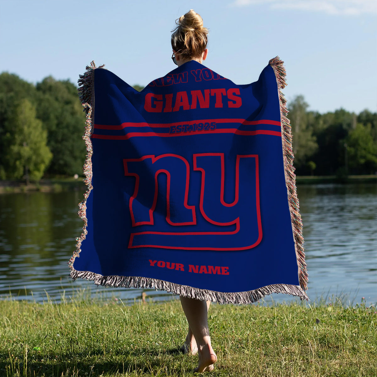 New York Giants Premium New Woven Throw Blanket AZHGWVB00011