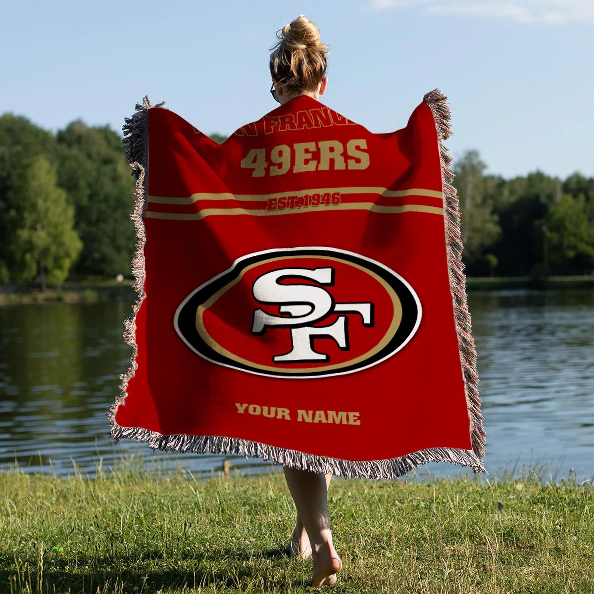 San Francisco 49ers Premium New Woven Throw Blanket AZHGWVB00013