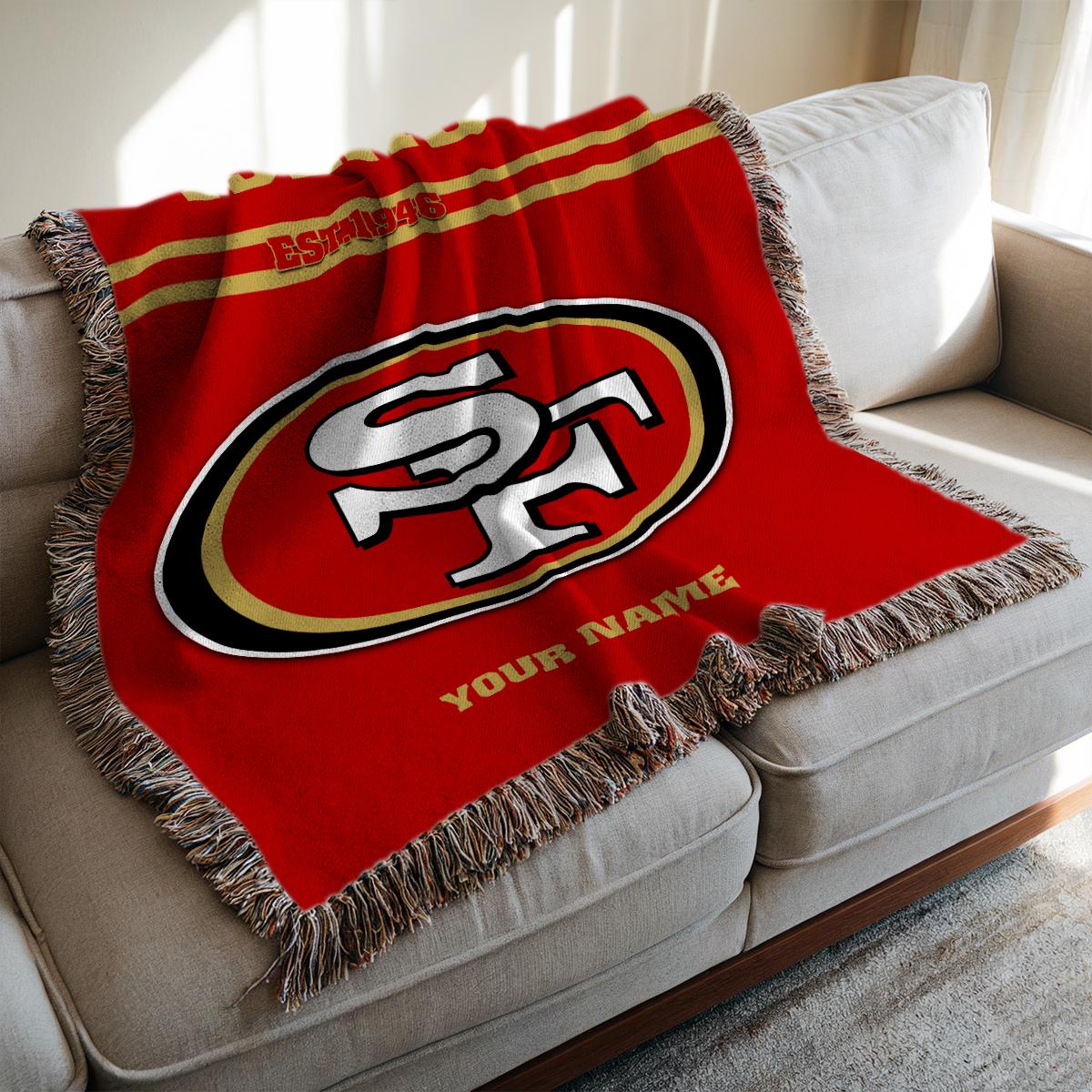 San Francisco 49ers Premium New Woven Throw Blanket AZHGWVB00013