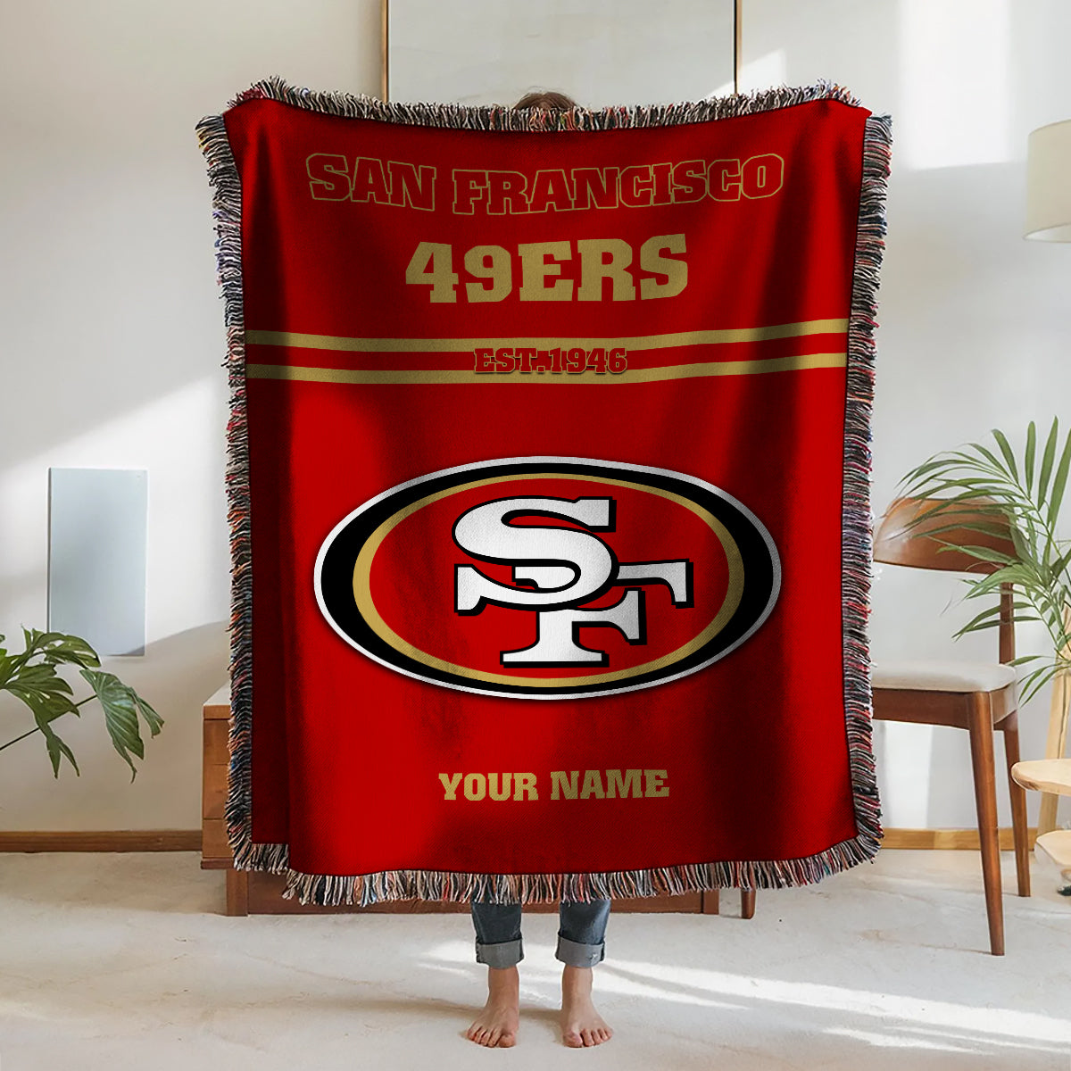 San Francisco 49ers Premium New Woven Throw Blanket AZHGWVB00013