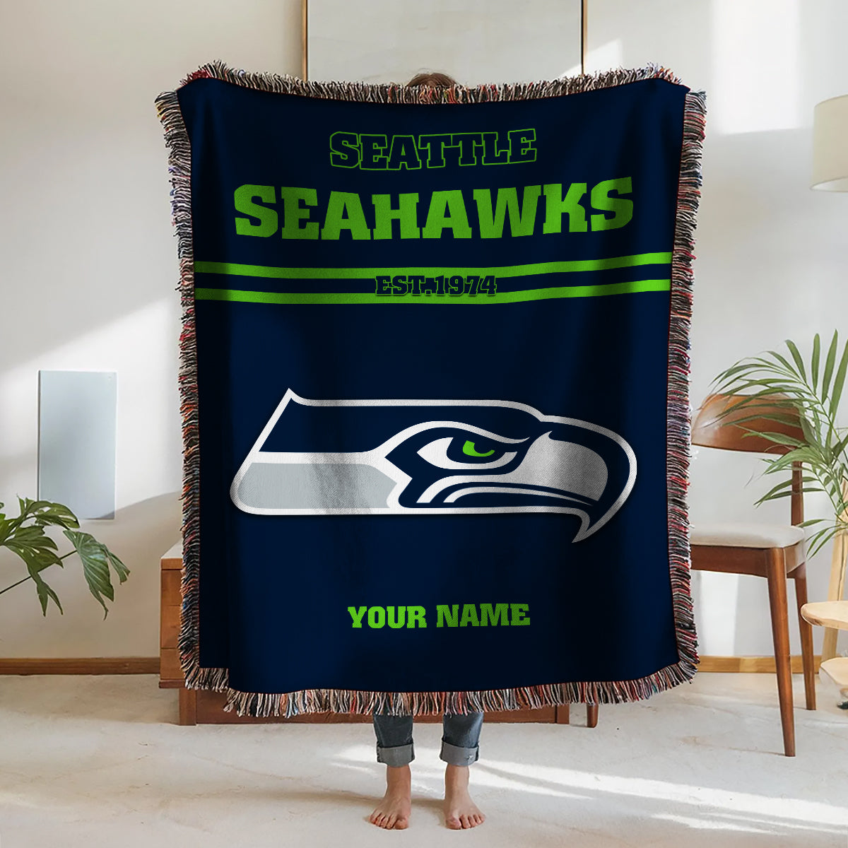 Seattle Seahawks Premium New Woven Throw Blanket AZHGWVB00014