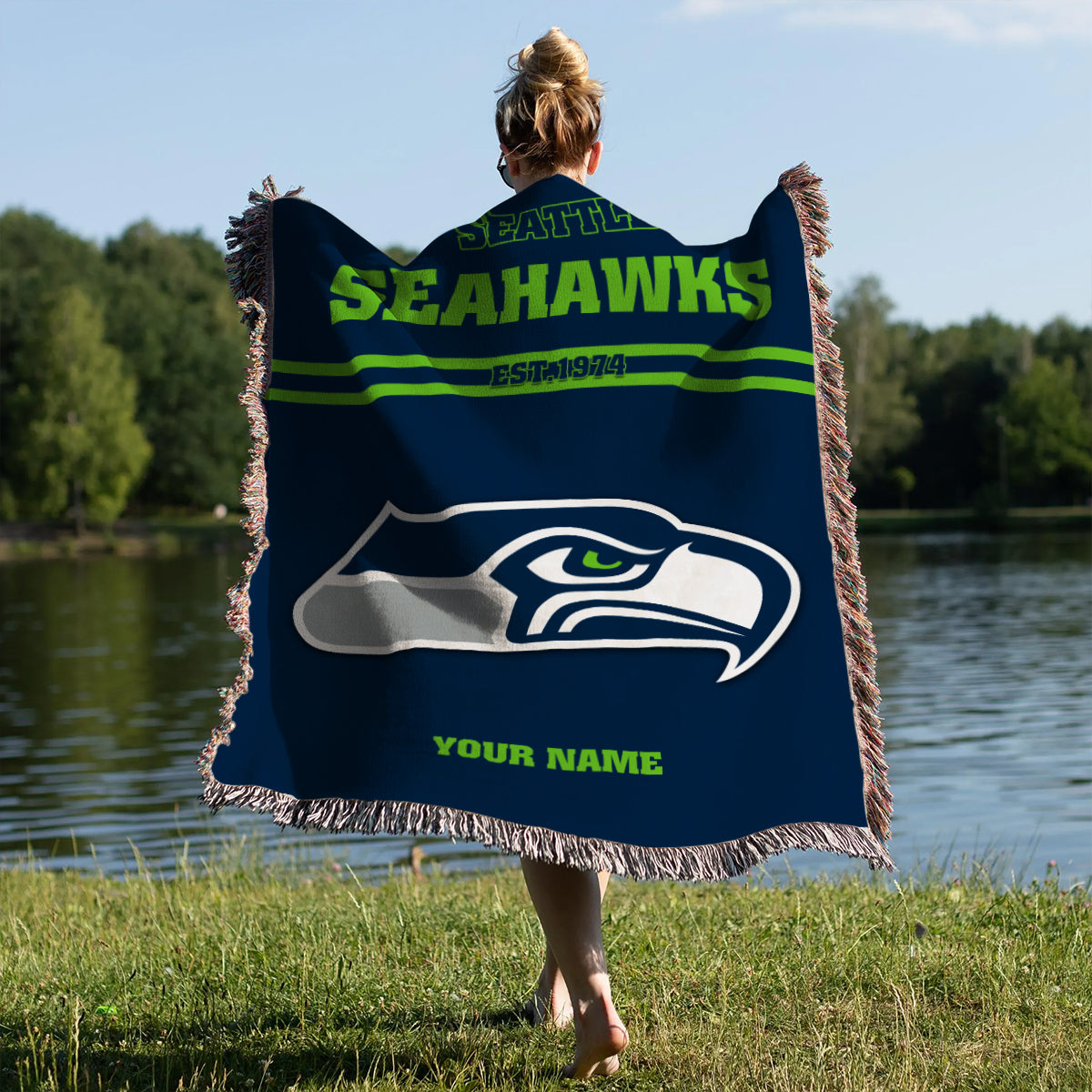 Seattle Seahawks Premium New Woven Throw Blanket AZHGWVB00014