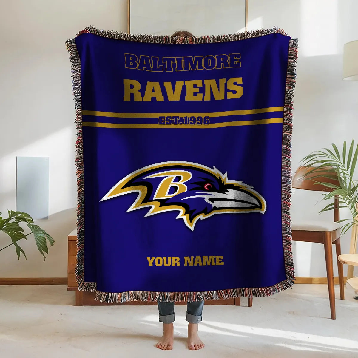 Baltimore Ravens Premium New Woven Throw Blanket AZHGWVB00017