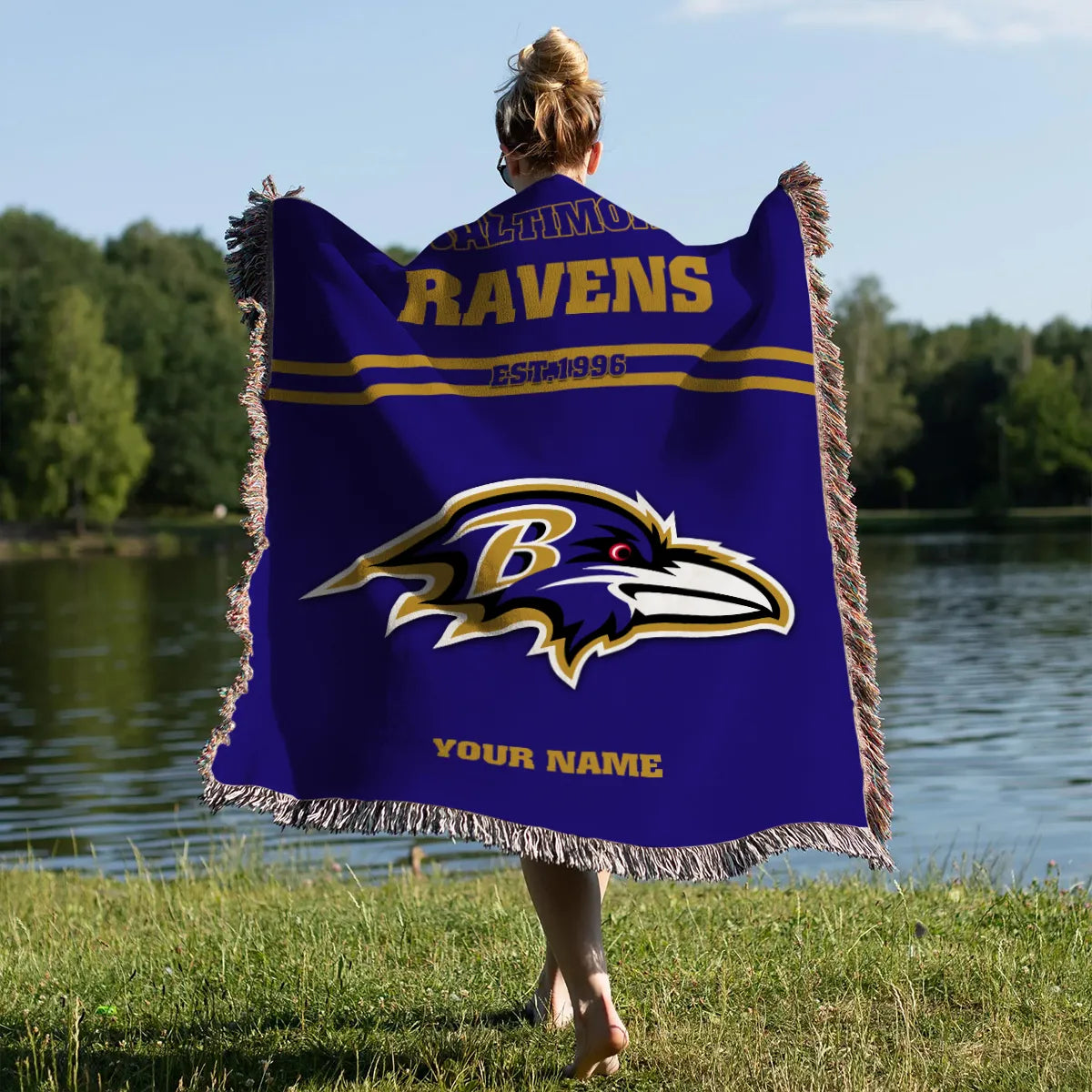 Baltimore Ravens Premium New Woven Throw Blanket AZHGWVB00017