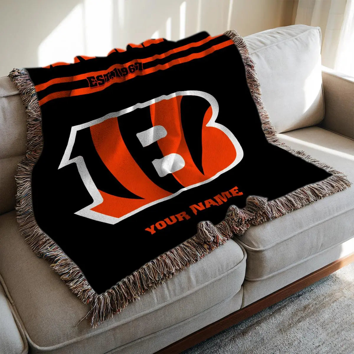 Cincinnati Bengals Premium New Woven Throw Blanket AZHGWVB00019