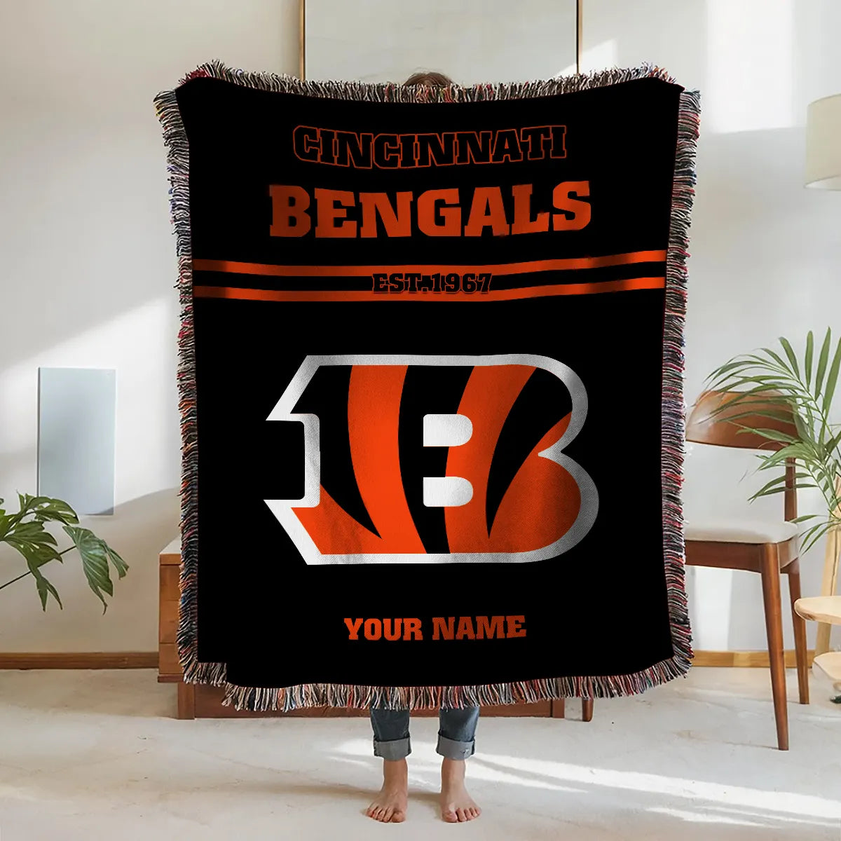Cincinnati Bengals Premium New Woven Throw Blanket AZHGWVB00019