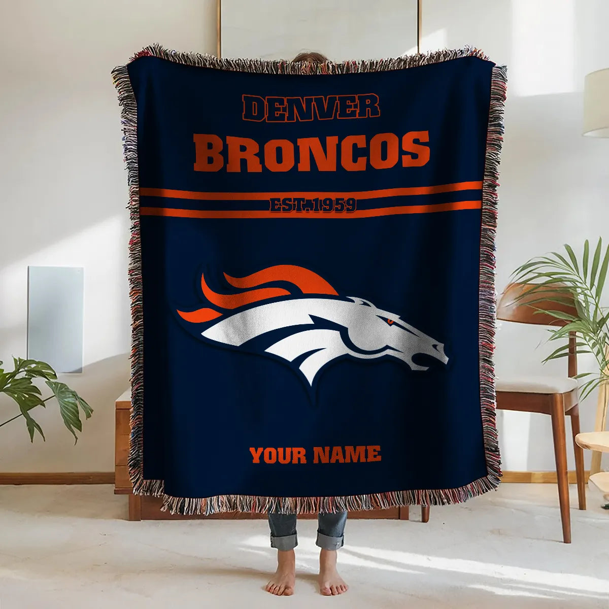 Denver Broncos Premium New Woven Throw Blanket AZHGWVB00021