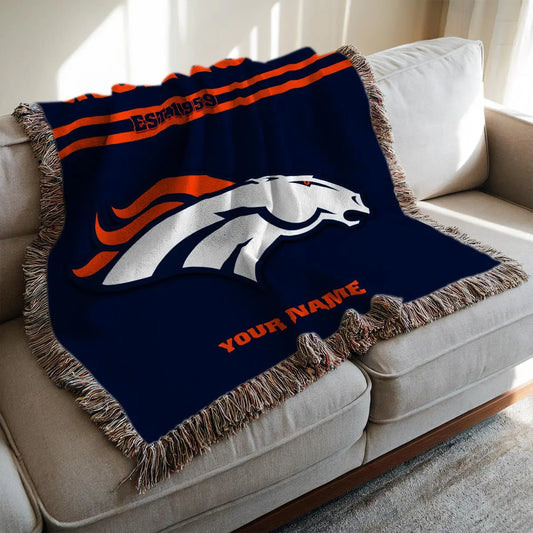 Denver Broncos Premium New Woven Throw Blanket AZHGWVB00021