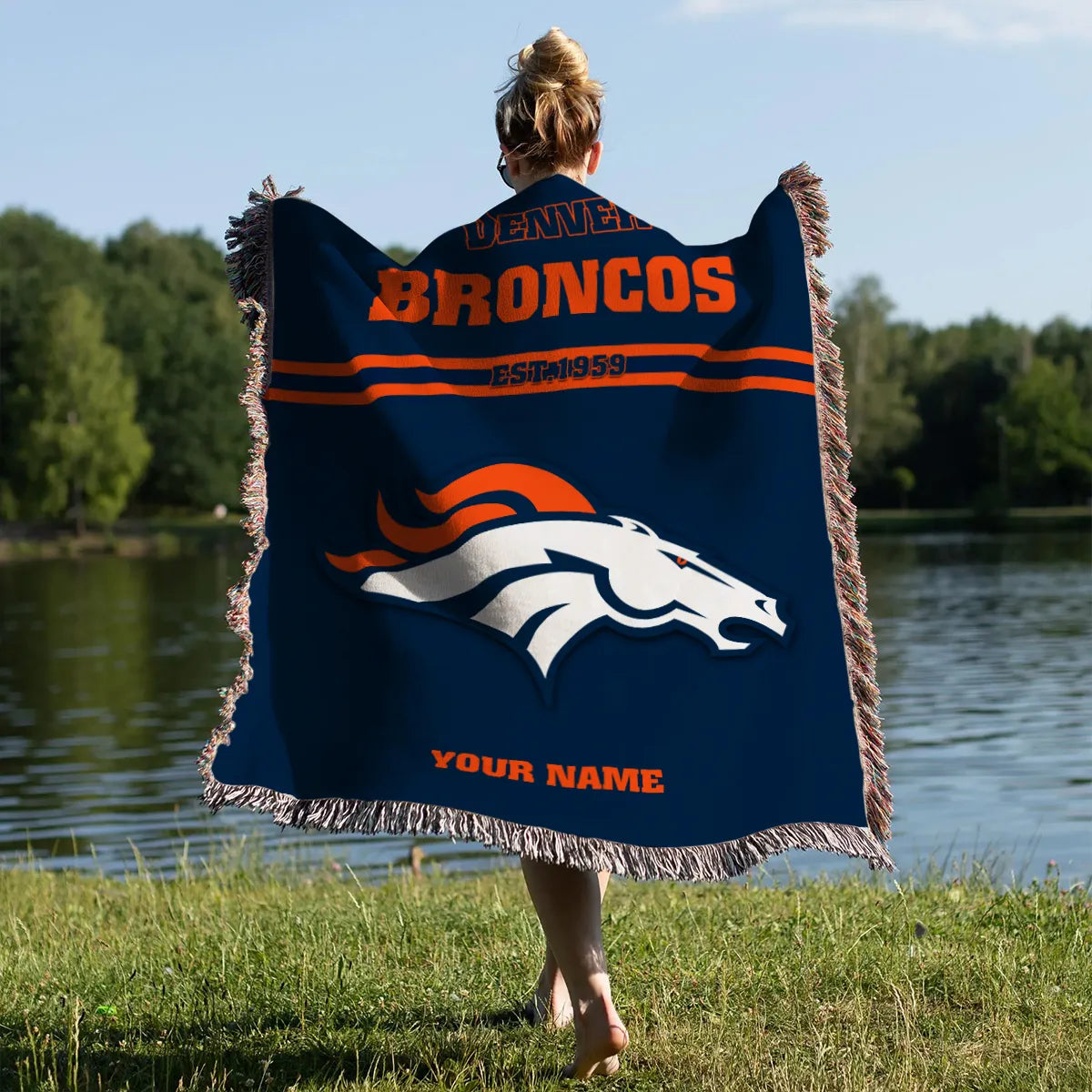 Denver Broncos Premium New Woven Throw Blanket AZHGWVB00021