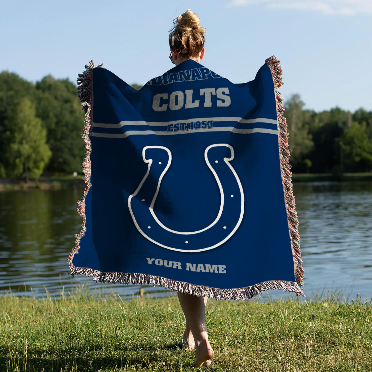 Indianapolis Colts Premium New Woven Throw Blanket AZHGWVB00023