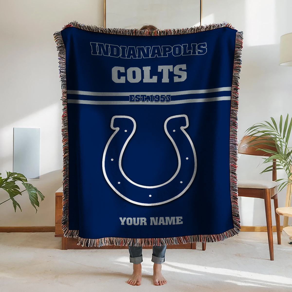 Indianapolis Colts Premium New Woven Throw Blanket AZHGWVB00023