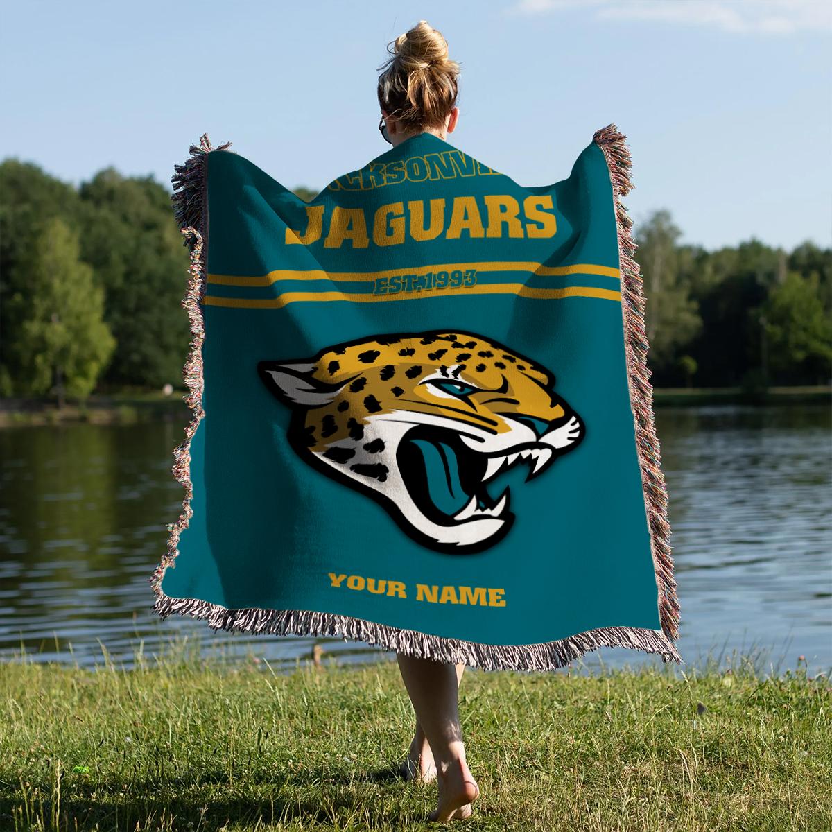 Jacksonville Jaguars Premium New Woven Throw Blanket AZHGWVB00024