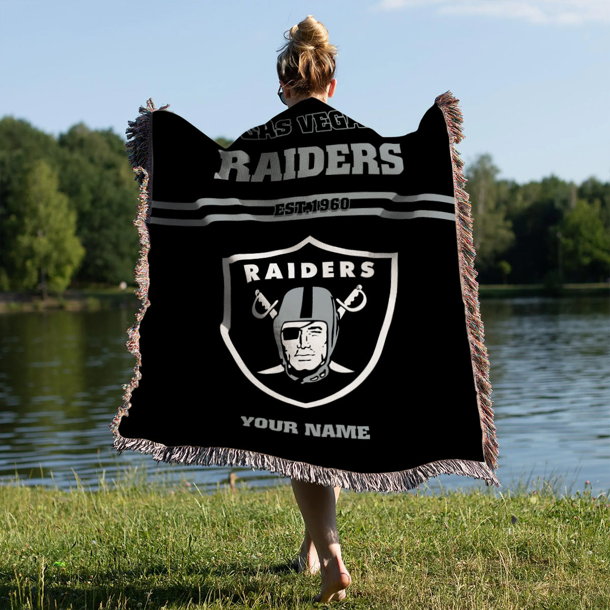 Las Vegas Raiders Premium New Woven Throw Blanket AZHGWVB00026