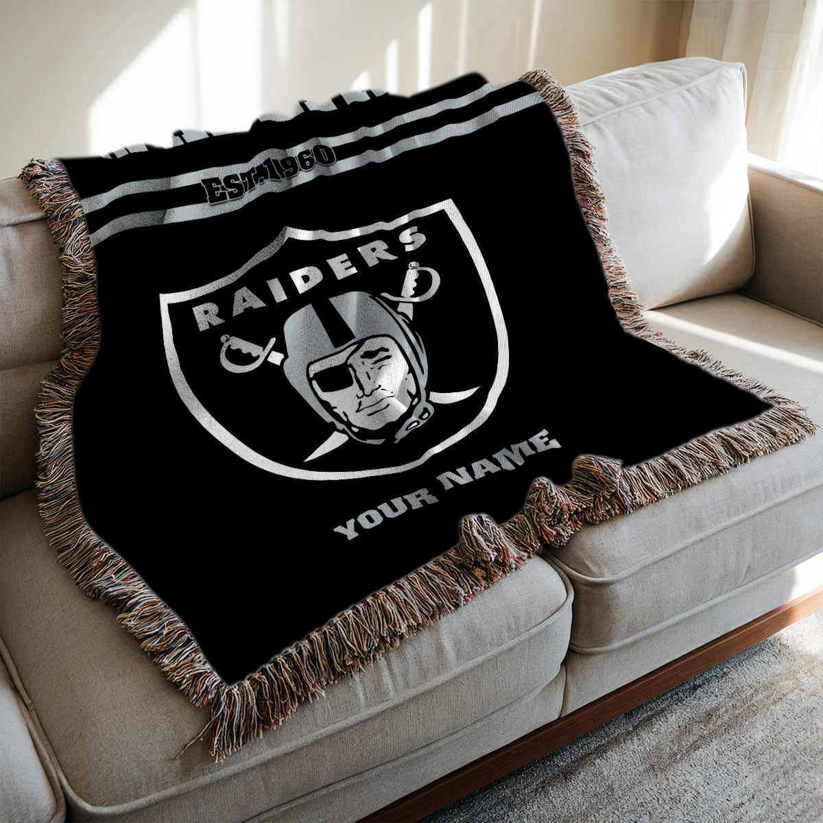 Las Vegas Raiders Premium New Woven Throw Blanket AZHGWVB00026