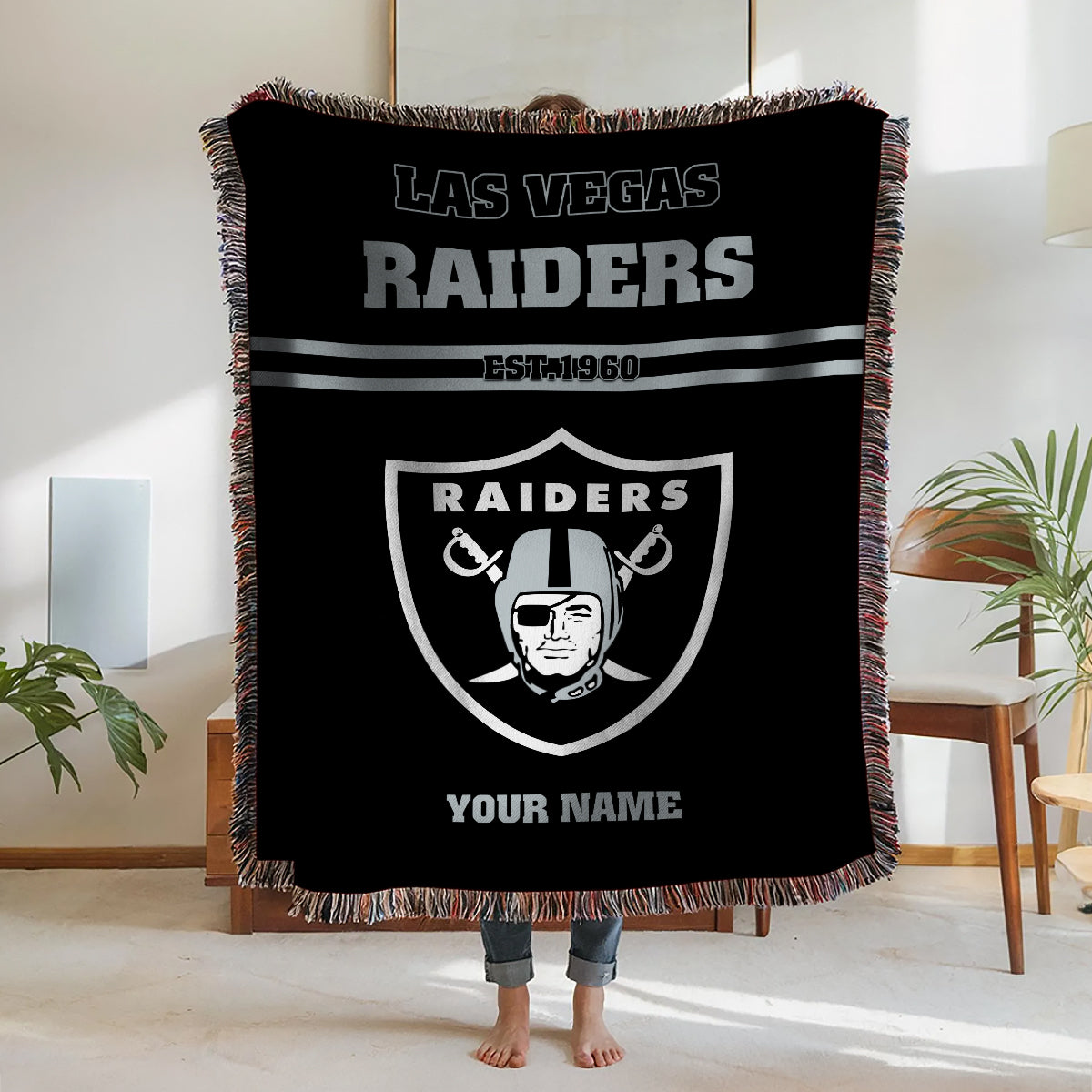 Las Vegas Raiders Premium New Woven Throw Blanket AZHGWVB00026