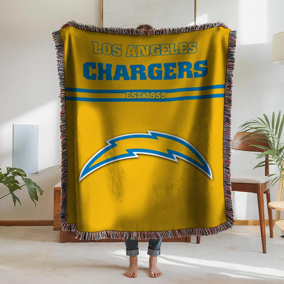 Los Angeles Chargers Premium New Woven Throw Blanket AZHGWVB00027