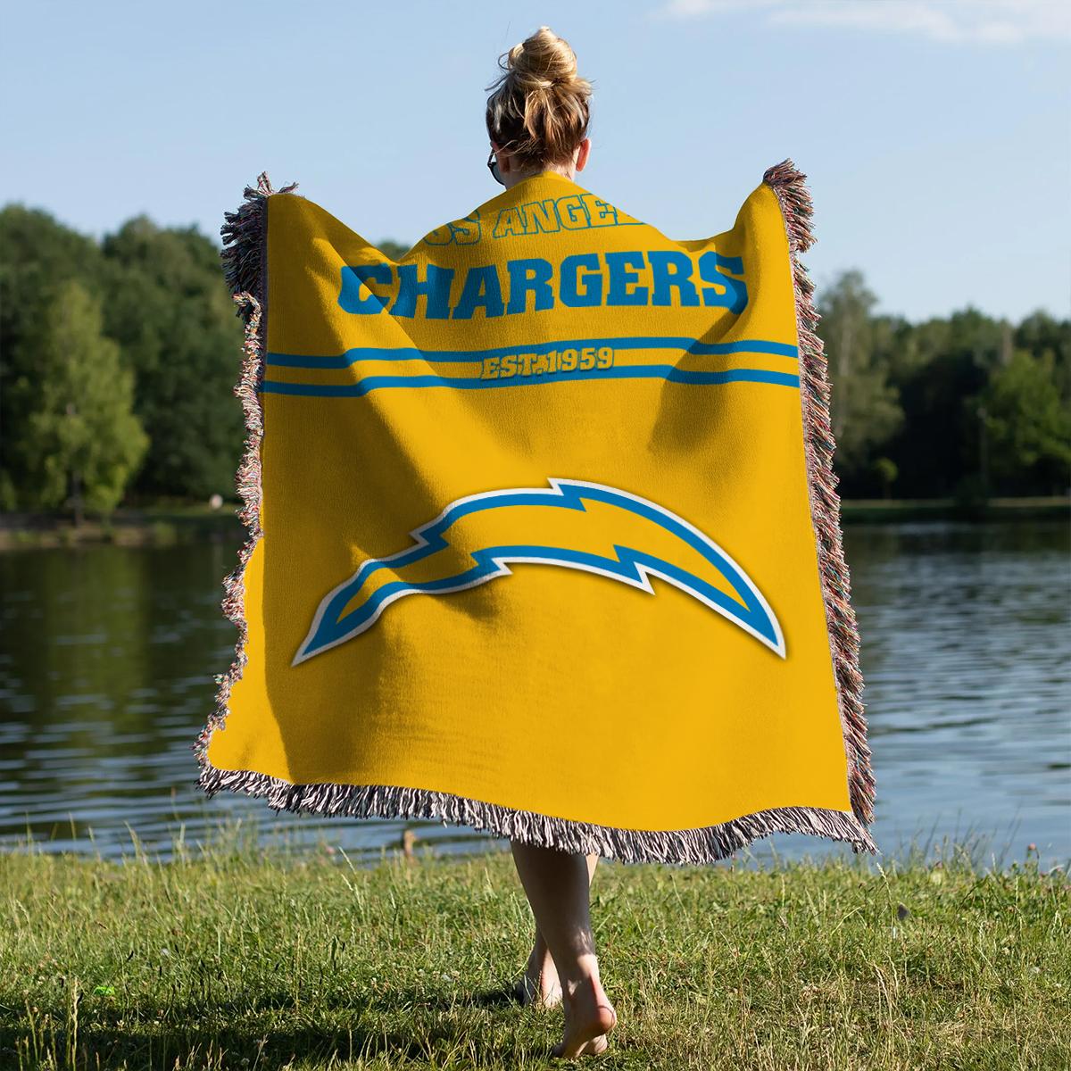 Los Angeles Chargers Premium New Woven Throw Blanket AZHGWVB00027