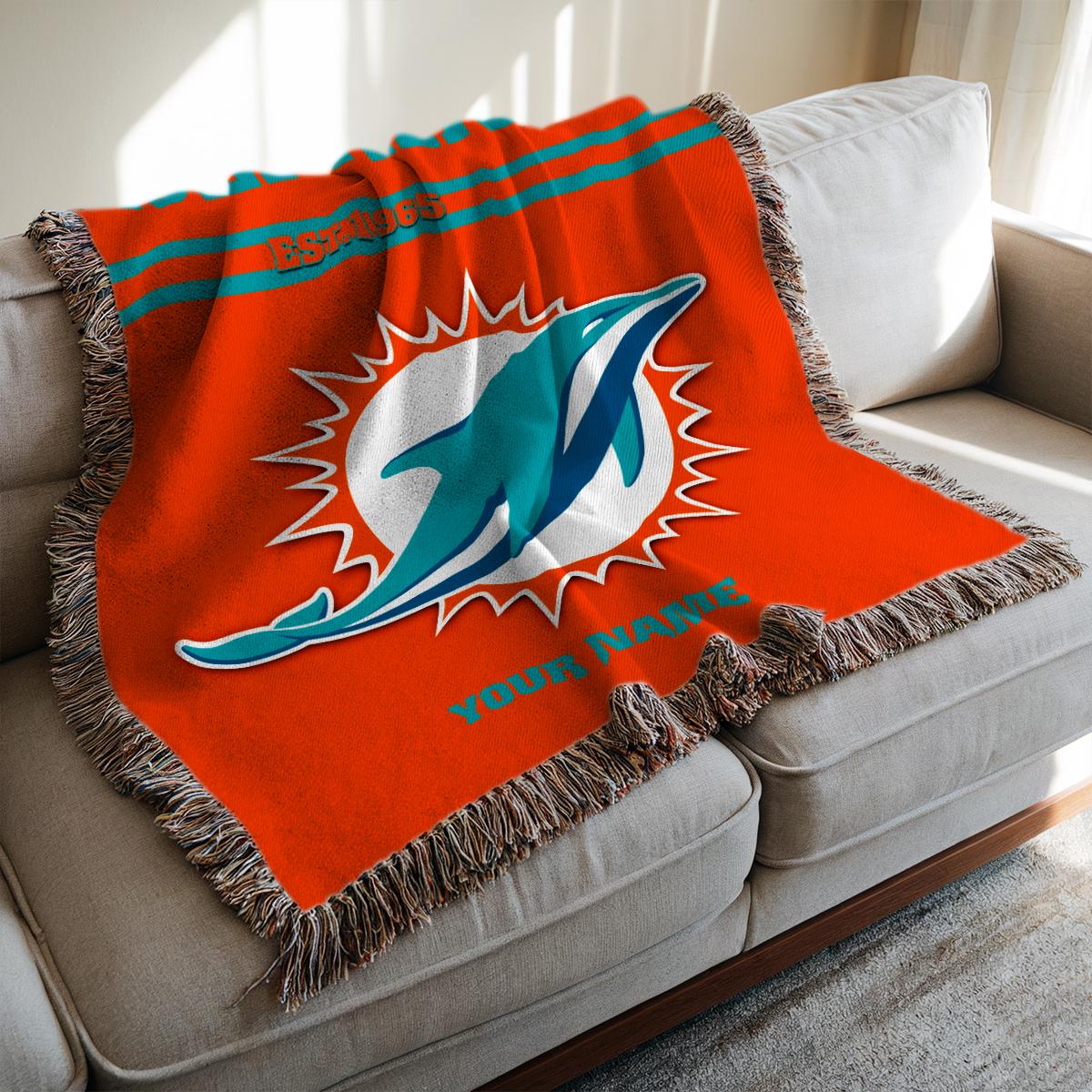 Miami Dolphins Premium New Woven Throw Blanket AZHGWVB00028