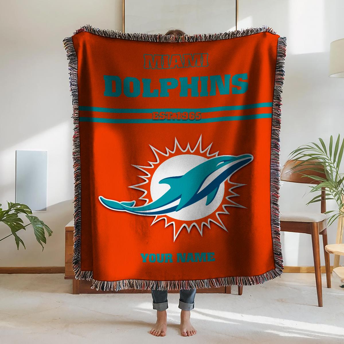 Miami Dolphins Premium New Woven Throw Blanket AZHGWVB00028
