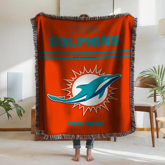 Miami Dolphins Premium New Woven Throw Blanket AZHGWVB00028