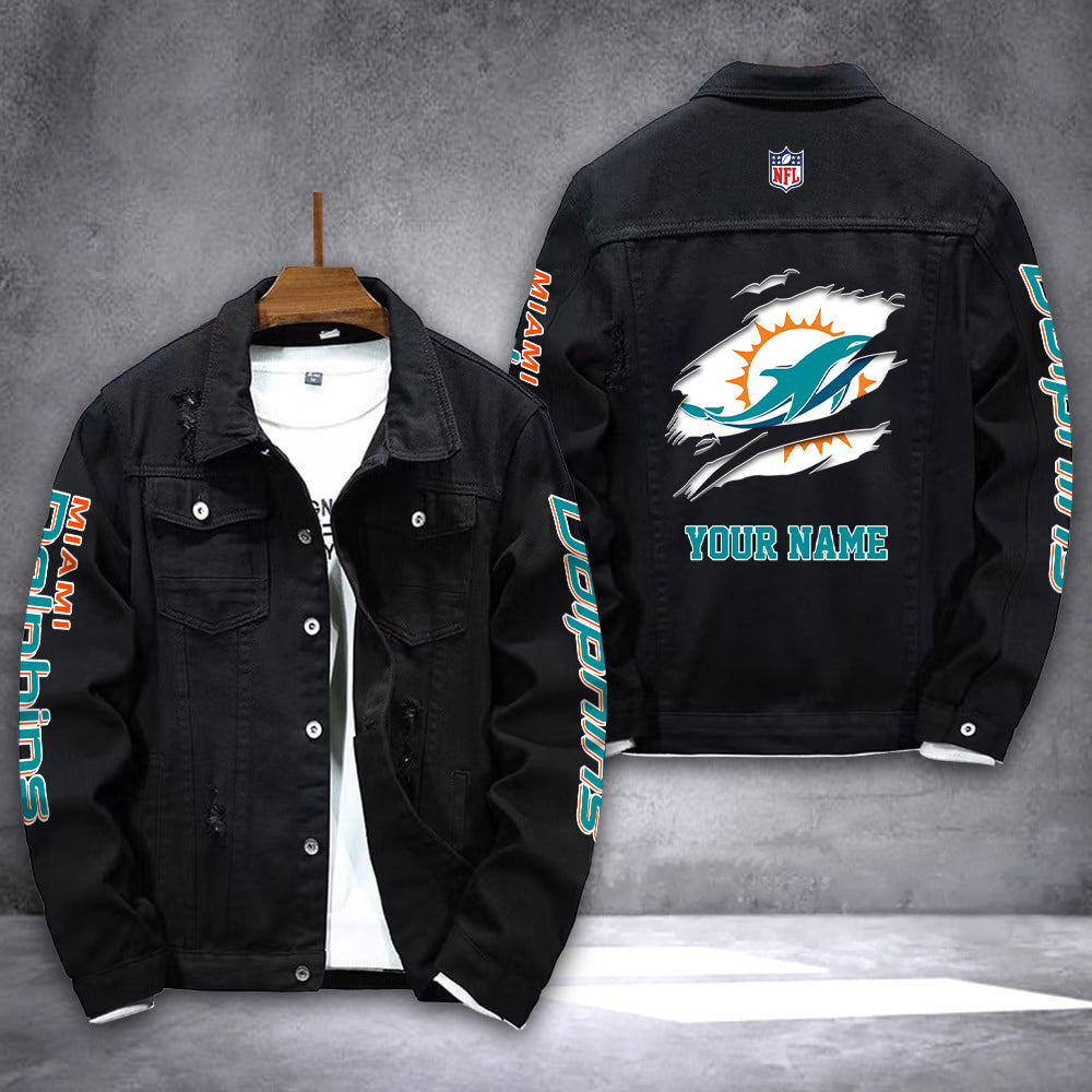 Miami Dolphins Personalized New Denim Jacket AZICOTADJ00007
