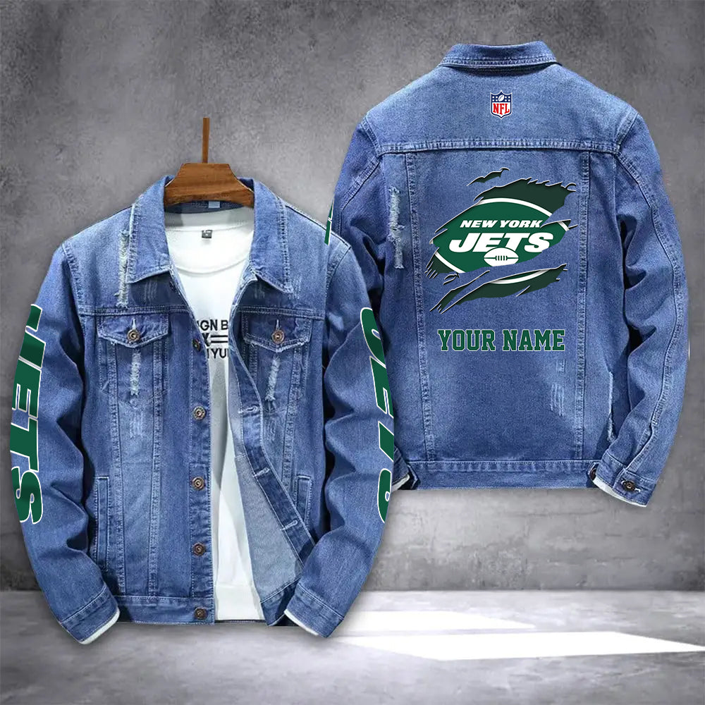 New York Jets Personalized New Denim Jacket AZICOTADJ00010