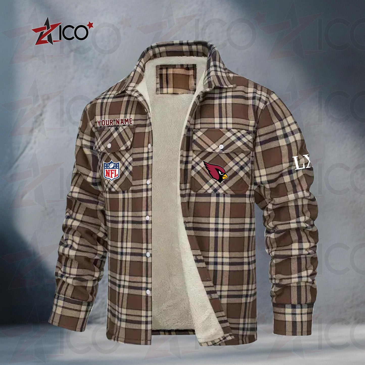 Arizona Cardinals Fleece Flannel Plaid Jacket MN01