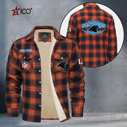 Carolina Panthers Fleece Flannel Plaid Jacket MN05