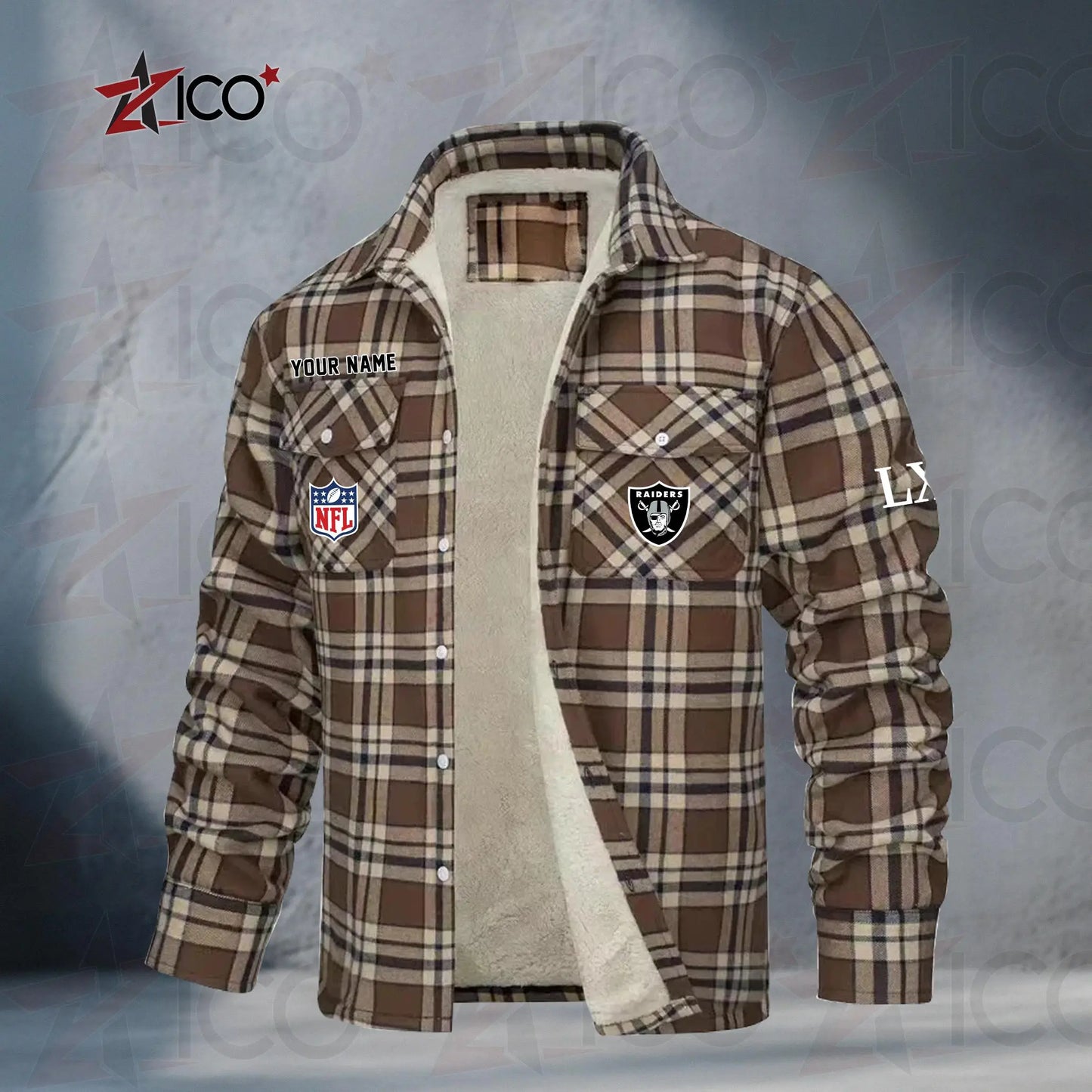 Las Vegas Raiders Fleece Flannel Plaid Jacket MN17