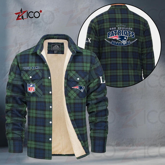New England Patriots Fleece Flannel Plaid Jacket MN22